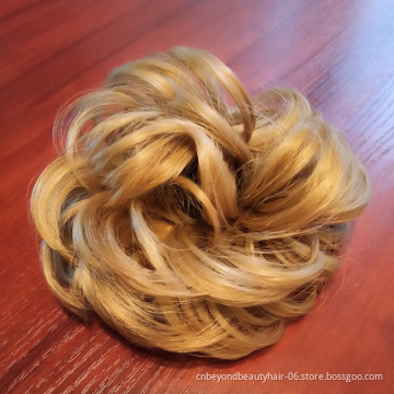Curly Hair Chignon Heat Resistant Synthetic Elastic Hair Bands Lady Hair Bun for Brides/Party Scrunchies Donut Chignon